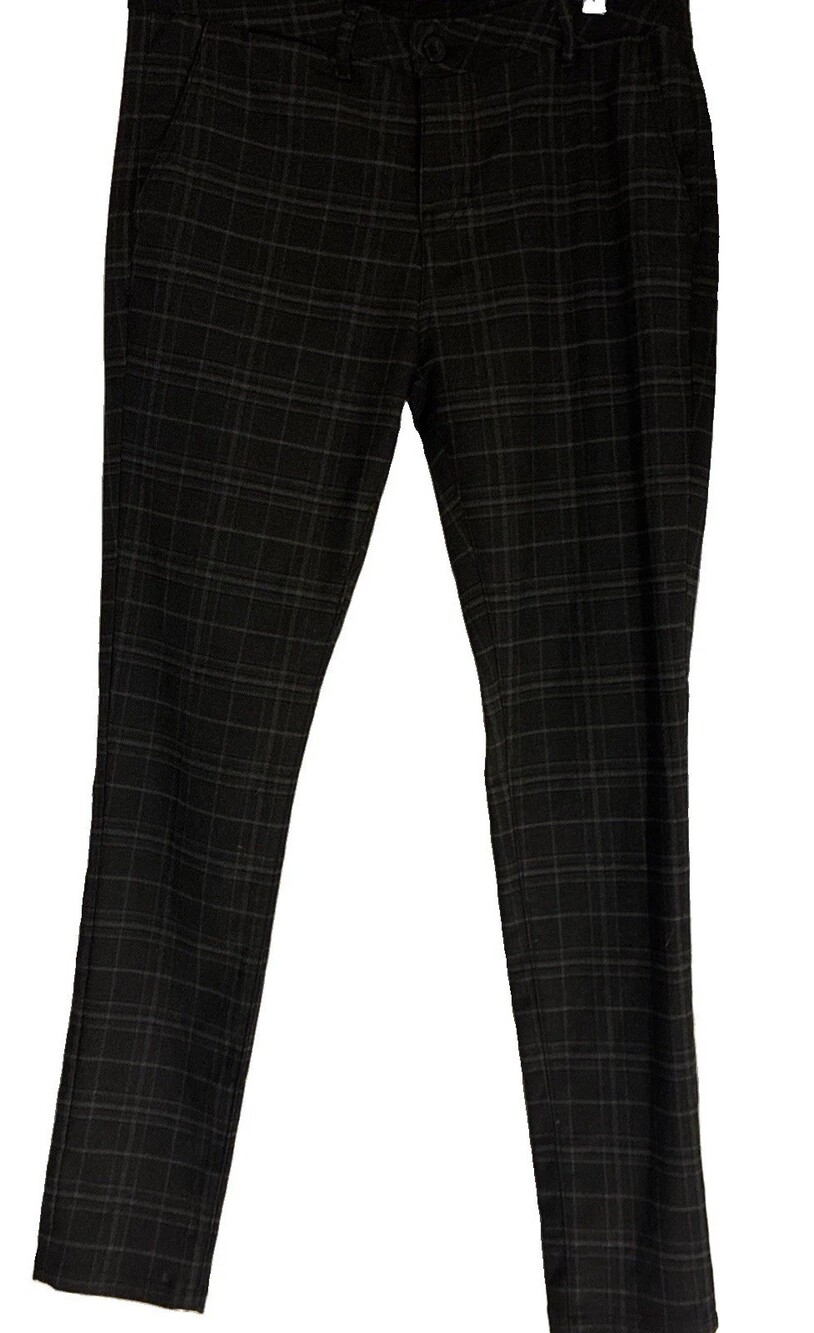 pants dress black tartan plaid